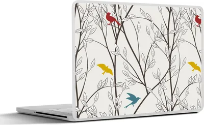 Produktbild von MuchoWow® Laptop Aufkleber Sticker Cover Muster - Pflanzen - Vogel 31x22.5 cm - Laptop-Deko