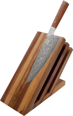 Produktbild von Zayiko hochwertiger magnetischer Messerblock Messerbrett Fächer Nussbaum für bis zu 6 Messer