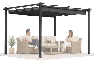 Obrázek produktu pro Zahradní pergola 3 x 4 m, ocelová konstrukce, šedá střecha