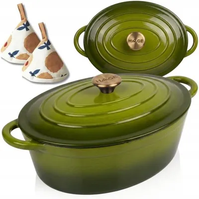 Productafbeelding van Geëmailde gietijzeren braadpan, 6 liter, HAGE OLIVE