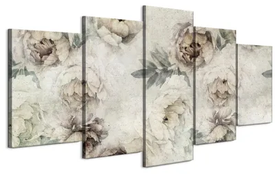 Produktbild von LUMASOUL Wandbilder Wohnzimmer 5-teilig Leinwandbild Blumen 11 100x50 cmMehrteilige Wanddeko für Schlafzimmer Flur Büro