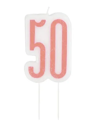 Image de Bougie rose-or chiffre 50