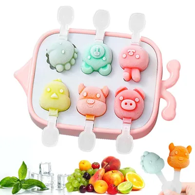 Produktbild von Eisformen-Set, 6 Stück, Silikon-Eisriegelformen mit Stäbchen und Tropfschutz