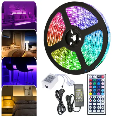 Produktbild von Jopassy 2M LED Streifen set , RGB LED Stripe 5050 SMD, LED Strip 30 LEDs, LED not wasserdicht(IP20), mit 44 Tasten Fernbedienung