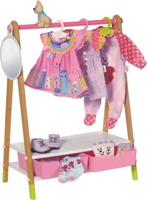 Obrázek produktu pro Zapf Creation Baby Born věšák na oblečení s dřevěným vzhledem a doplňky