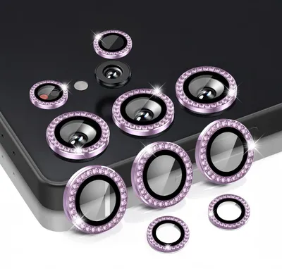Produktbild von Kamera Linsenschutz Glas Set mit Schmucksteinen für Samsung Galaxy S25 Ultra Schutzglas Camera Linse Schutz Panzerfolie 9H Helles Violett