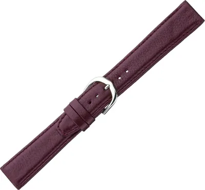 Produktbild von Uhrenarmband | Leder mit Kamelnarbung | bordeaux mit Naht | 33902, Stegbreite:22mm, Schließe:Silbern