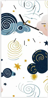 Produktbild von Wanduhr aus Glas mit Motiv Wirbelwolken Design- 30 x 60 cm - inkl. Aufhängesystem
