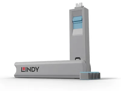 Obrázek produktu pro Lindy 40465, Blokátor portu + klíč, USB typu C, Modrá, ABS (akrylonitril-butadien-styren), 1 kusů, 10 g