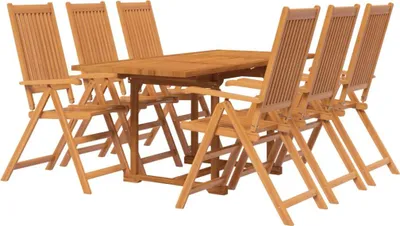 Imagen del producto de vidaXL Juego de mesa y sillas de jardín de 7 piezas, madera maciza de acacia, 120-170 cm