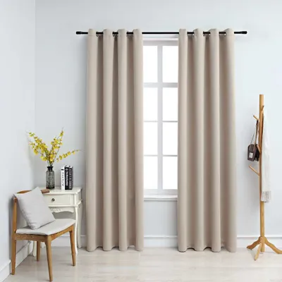 Produktbild von vidaXL Verdunkelungsvorhänge mit Metallösen 2 Stk. Beige 140x245 cm