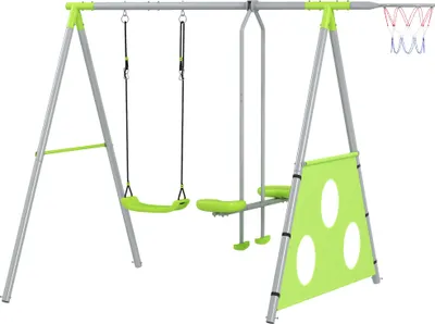 Produktbild von Outdoor-Schaukelset für Kinder, Kinderschaukeln, verstellbar, Stahl, Grün