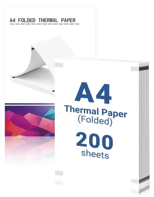 Image de TRANKIELO® - Papier thermique A4, 200 feuilles - Sans BPA - 70 g/m², pour imprimantes thermiques, avec perforations pour le déchirement
