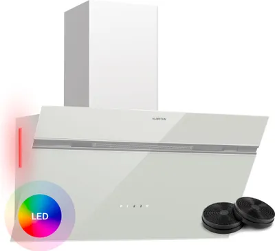 Image de Klarstein Alina Hotte Aspirante - Hotte Décorative 70 cm, 600 m³/h, Classe A, Éclairage LED, 68 dB, Mode Évacuation & Recirculation, Blanche