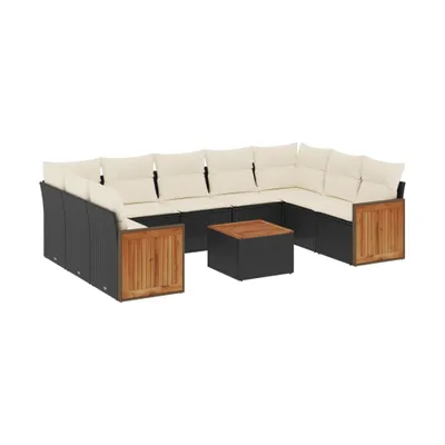 Immagine prodotto di vidaXL Set di divani da giardino da 10 pezzi con cuscini in polirattan nero