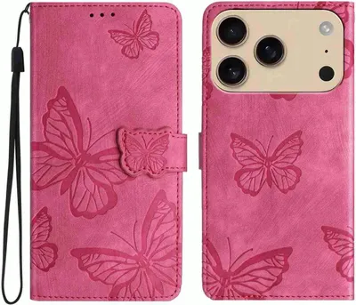 Produktbild von Mobigear Butterfly iPhone 17 Pro Max Hülle Klapphülle Geldbörse - Rot