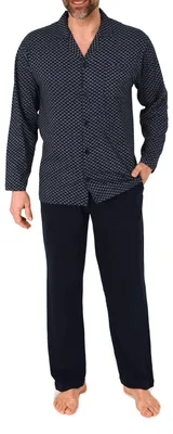 Produktbild von Normann Herren Langarm Schlafanzug Pyjama zum durchknöpfen, auch in Übergrössen ; rot , 60