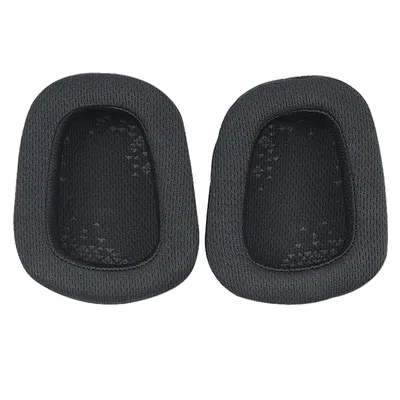 Two black ear pads for gaming headphones are shown from a top-down perspective against a white background.