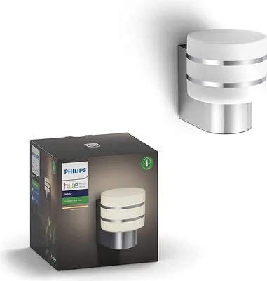 Produktbild von Philips Hue White Tuar Outdoor Wandleuchte silber, Intelligente Wandleuchte, Bluetooth/Zigbee, Edelstahl, LED, Aluminium, E27