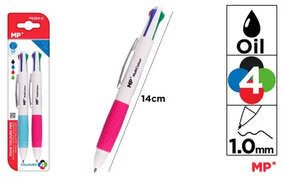 Produktbild von Ölbasierter Kugelschreiber, 1,0 mm, 4 Farben, 2er-Set