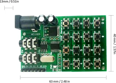 Imagen del producto de Módulo generador de audio DTMF de 5-24 VDC, módulo de transmisión de voz con codificador dual, placa para teclados compatibles con MT8870/CE004/CE005/CE023/AD22B04/AD22A08