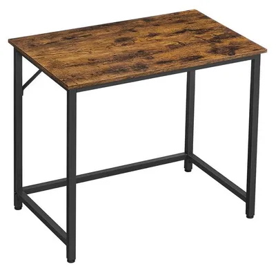 Produktbild von Schmaler Schreibtisch im Industriedesign - Spanplatte/Stahlgestell - Vintage Braun-Schwarz - 80 x 50 x 75 cm