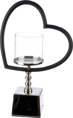 Produktbild von GILDE Windlicht Herz Te quiero schwarz, silberfarben H. 39,5 cm, 57856