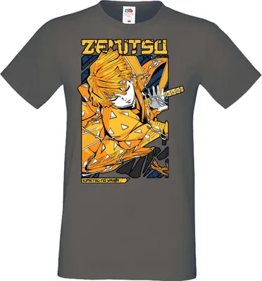 Produktbild von Herren T-Shirt Manga Anime Demon Anime Slayer Zenitsu Agatsuma, Man L / Dunkelngrau