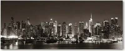 Produktbild von Tulup® Leinwandbild - 125x50 cm - Wandkunst - Drucke auf Leinwand - Leinwanddruck  - Sehenswürdigkeiten & Architektur - Schwarzweiß - Manhattan New York