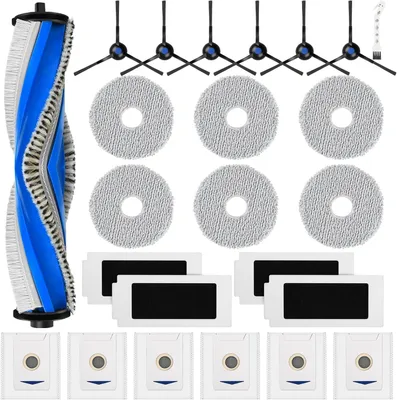 Produktbild von 24 Stück Zubehörset für Ecovacs Deebot T30 Omni / T30 Pro Omni Saugroboter, 1 Hauptbürste 4 HEPA Filter 6 Wischtücher 6 Staubbeutel 6 Seitenbürsten 1 Reinigungsbürste