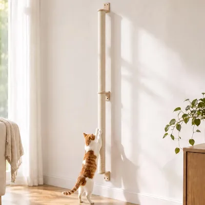 Produktbild von PawGiant Katzen-Wandkratzbaum 170 cm, 2 × 76 cm Kratzsäulen aus Natursisal, 2 Montagearten, platzsparend, Wandkratzbaum für Trockenbau & Massivwand