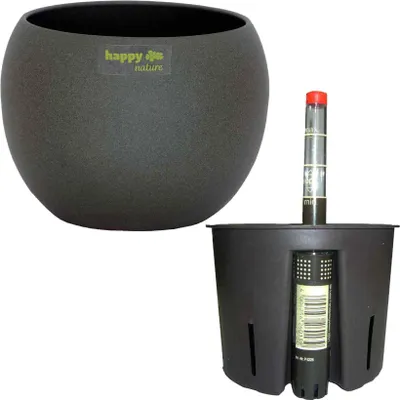 Produktbild von Set3 Keramik Hydro Blumentopf Madeira 11/09 dunkel grau struktur Kugel Ø 14,0 cm H 11,5 cm