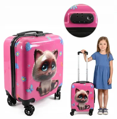 Produktbild von Kinderkoffer Katze Handgepäck Trolley mit Zahlenschloss - Süßer ABS Reisekoffer mit Rollen