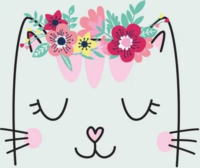 Produktbild von 20 Servietten Smiling Cat with Flowers Wreath - Niedliche Katze mit Blumenkranz 33x33cm