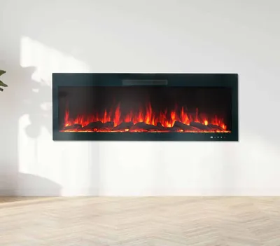 Produktbild von Glow Fire Elektrokamin 'Inside 127' | LED Wandkamin in schwarz mit Heizung (1500 W) | HxBxT: 45,7x127x12,6 cm
