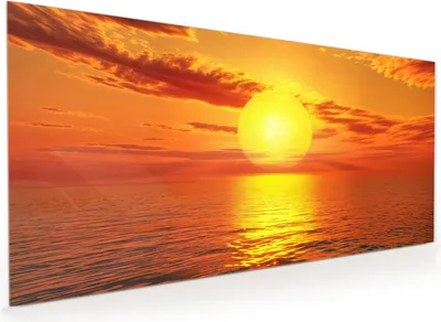 Produktbild von Küchenrückwand Spritzschutz Glas mit Motiv Sonnenuntergang Meer 40 x 40 cm
