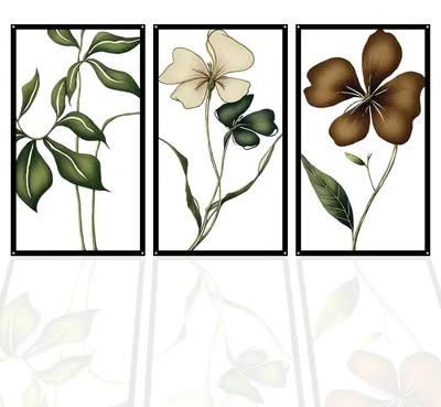Produktbild von Set aus 3 modernen Metall Blumen Wanddekorationen