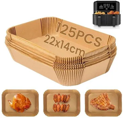 Produktbild von 125 Stück Backpapier für Heißluftfritteuse, 2x14cm, Zubehör für Ninja, Princess