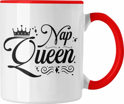 Produktbild von Trendation - Nap MIttagsschlaf Tasse Geschenk Queen Lustige Geschenkidee Tochter Mädchen Freundin (Rot)