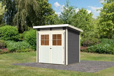 Produktbild von Karibu Gartenhaus Gerätehaus Glücksburg 2 terragrau 203x156x220 cm