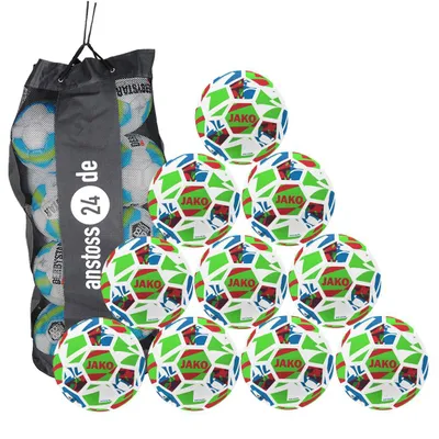 Produktbild von Ballset JAKO Jugendball River inkl. Ballsack  10 Bälle 3 weiß/neongrün/rot. 290g