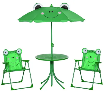 Image de Mobilier de jardin pour enfants - Ensemble de jardin pour enfants - Table de jardin avec chaises - avec parasol réglable - pliable