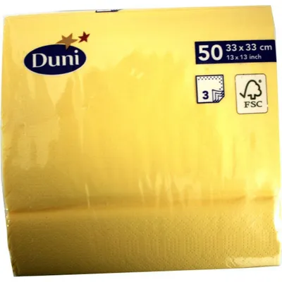 Zdjęcie produktu dla Serwetki Duni żółte 33x33cm 3-warstwowe 50 szt