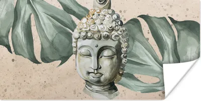 Produktbild von MuchoWow® Poster Buddha - Kopf - Sand 160x80 cm - Foto Poster