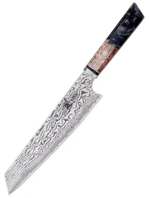 Image de Couteau de cuisine japonais de 22 cm en acier damassé