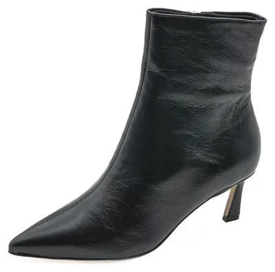 Image de Steve Madden, chaussures pour femmes, modèle Lulah, couleur noire, matière crinkled, talon de 5 cm, référence AI26, taille : 36