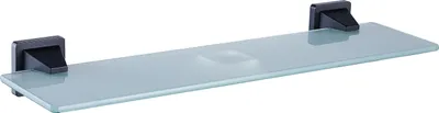 Produktbild von Wandregal aus Messing und sandgestrahltem Glas, Schwarz matt, mit verdeckten Schrauben