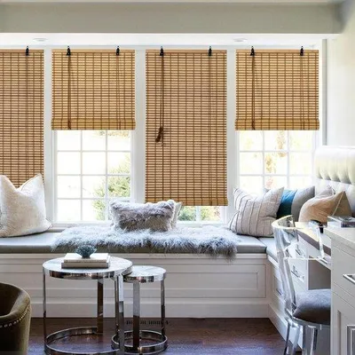 Image de Store en bambou pour balcon et véranda - 90 x 180 cm - intérieur - protection solaire et intimité