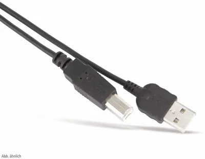 Produktbild von USB-A-auf-USB-B-Kabel, 1 m, transparent 2,5 W, 0,5 A, 480 Mbit/s, USB 2.0