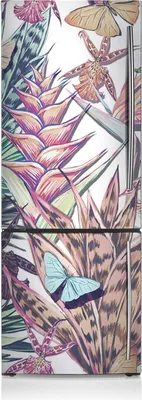 Produktbild von Magnete Küche Kühlschrank Kühlschrankmagnete 60x205 cm - Blumen und Schmetterlinge.